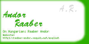 andor raaber business card
